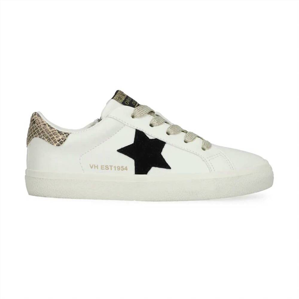 NEW VINTAGE HAVANA kid's valery snake pop star sneaker in white/black